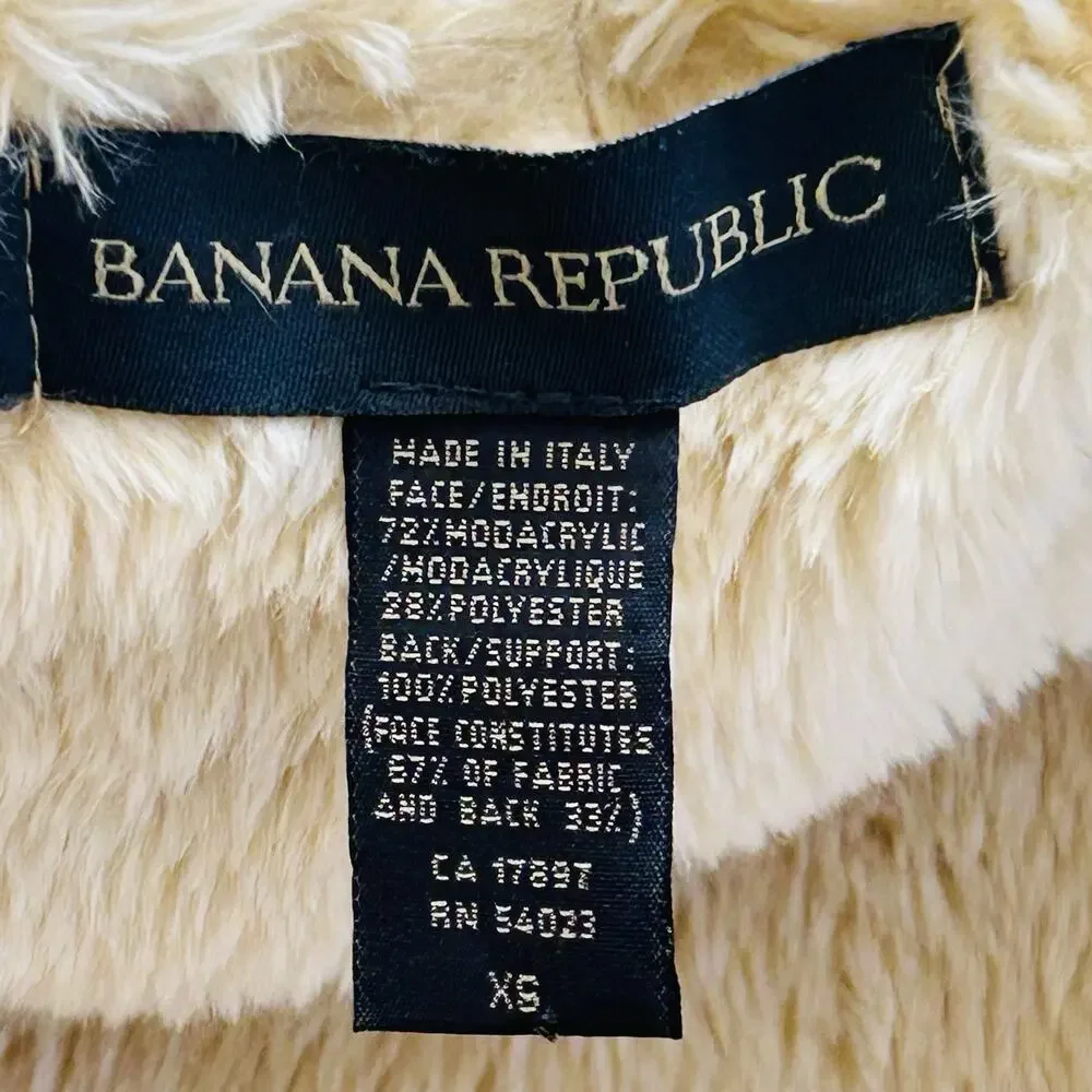 Banana Republic Faux Suede Long Coat Shearling Lined XS Tan Penny Lane Y2K Italy